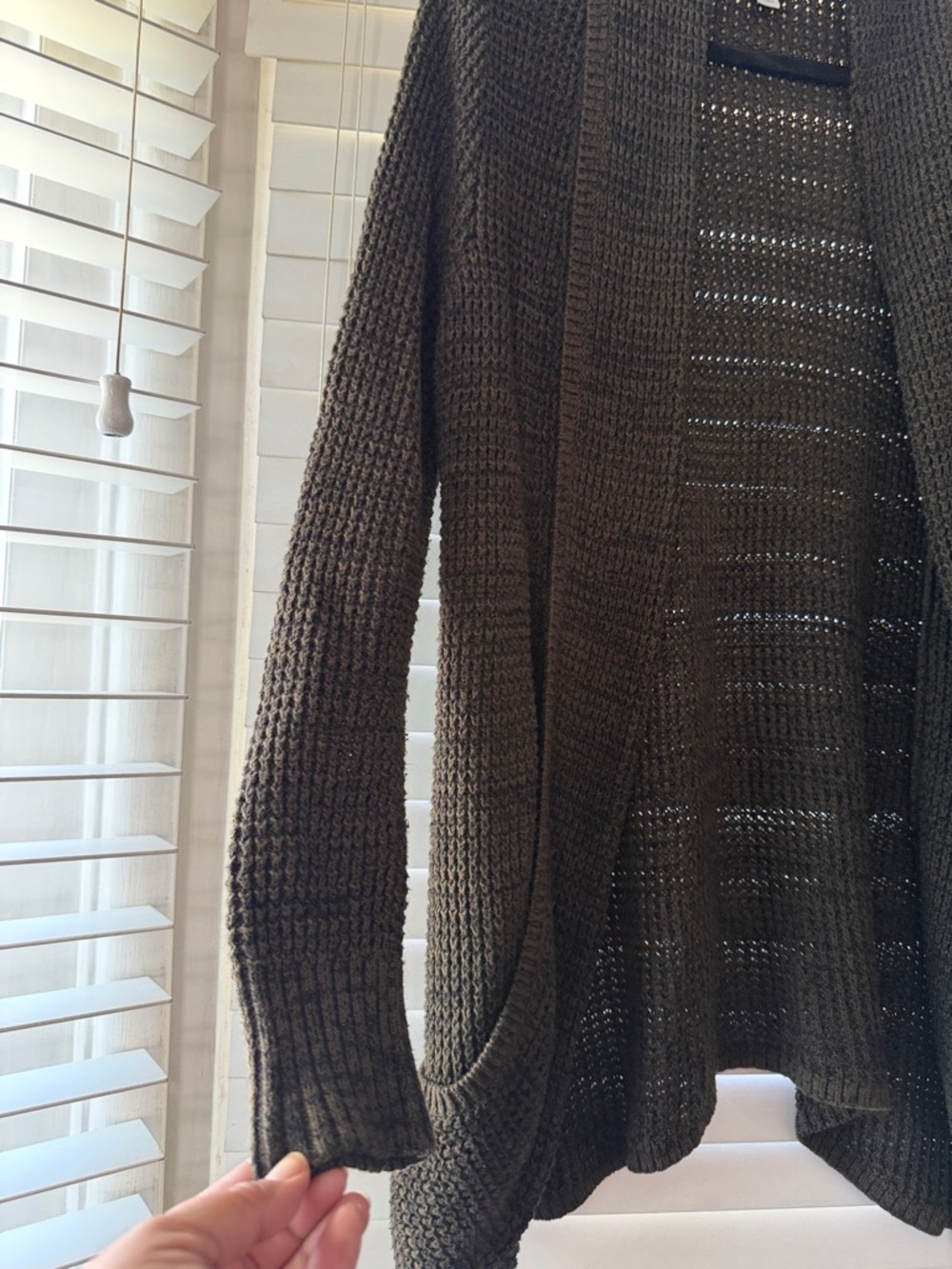 Market & Spruce Open-Front Olive Cardigan - Picture 4 of 6